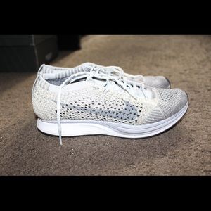 Nike Flyknit Racers In Pure Platinum